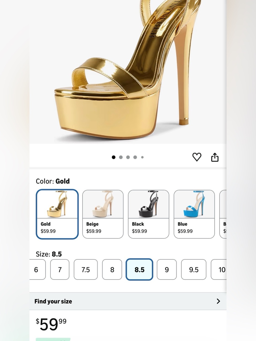 Gold High Platform Stiletto Sandals NEW - Picture 2 of 6